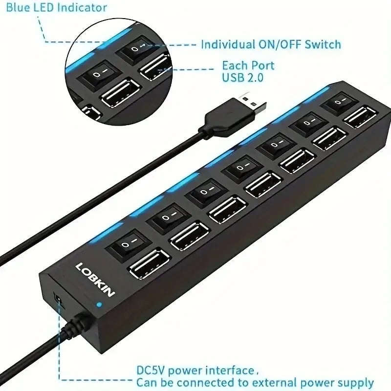 High Speed 7 Port USB Hub